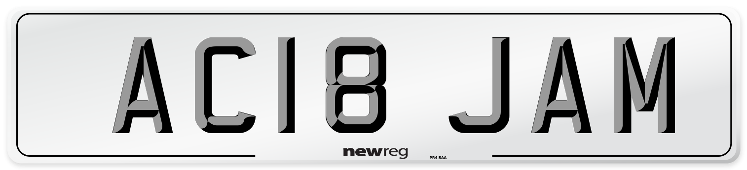 AC18 JAM Number Plate from New Reg